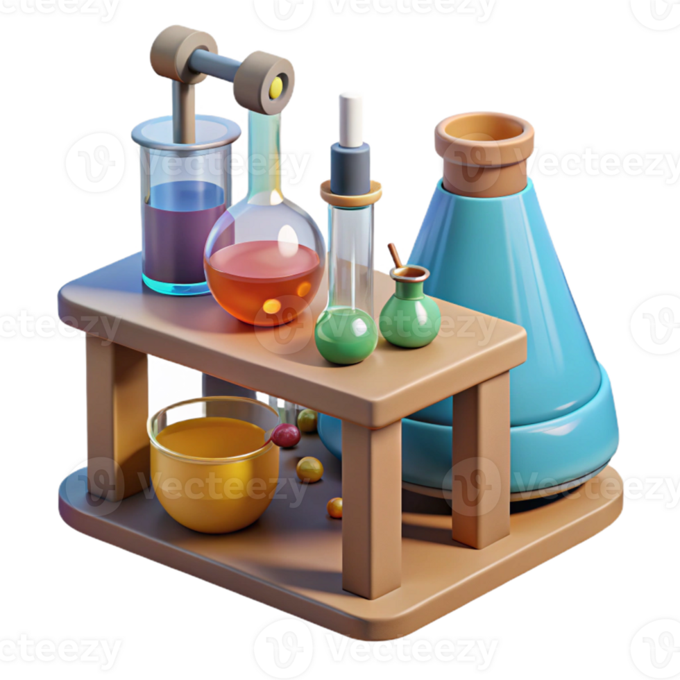 elegant creative Science Lab Equipment Flat Design Isolated authentic png