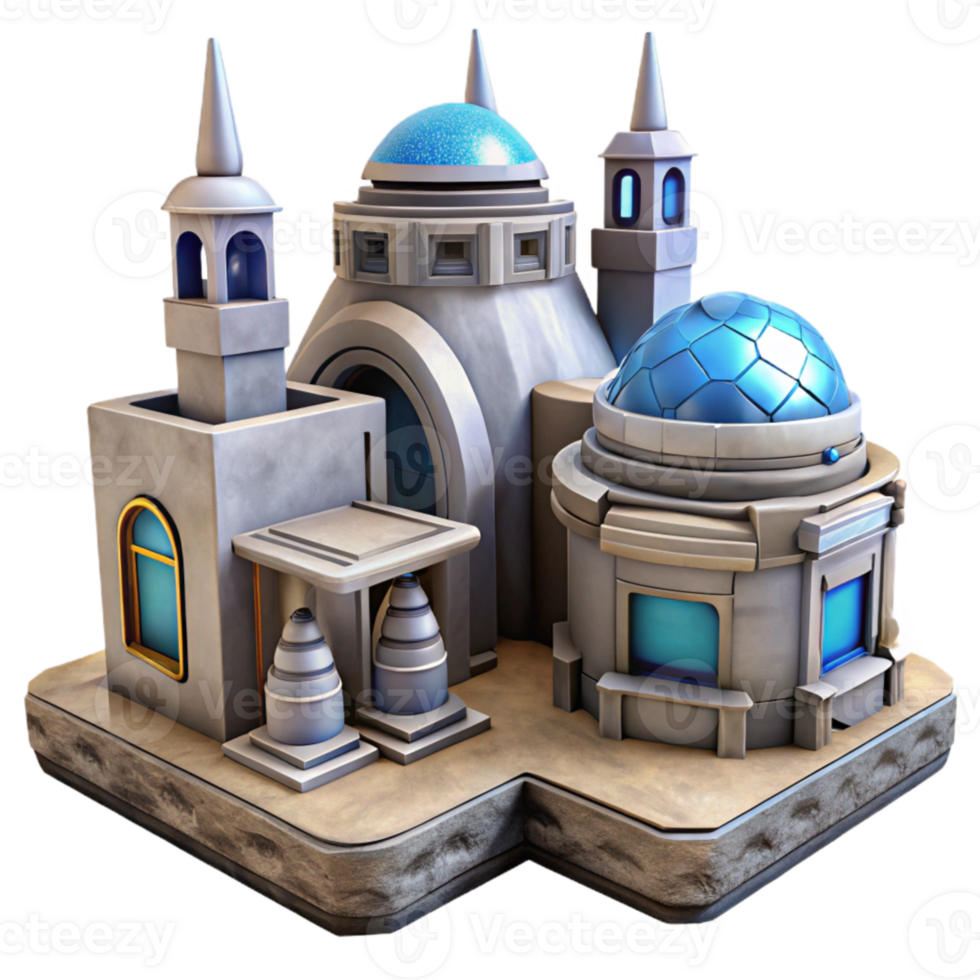 impressive rustic Sci Fi Buildings in Virtual Environment Cutout high resolution png