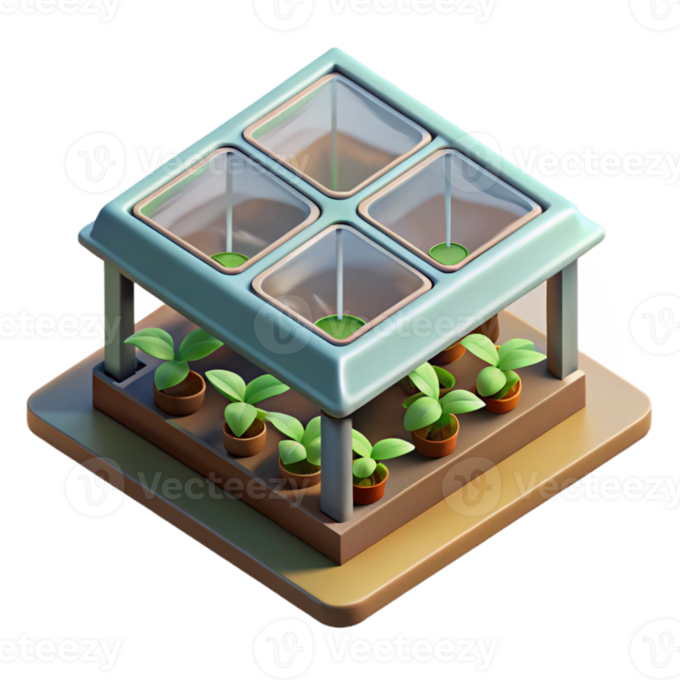 serene rustic Seedling Tray in Space Greenhouse Top View Transparent Background genuine png