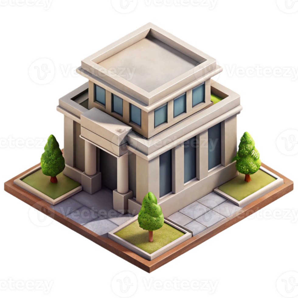 serene vintage Self Growing Building Isometric View Isolated png