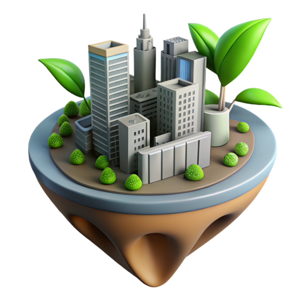 elegant minimalist Self Growing City Bio Architecture Cutout Element premium png