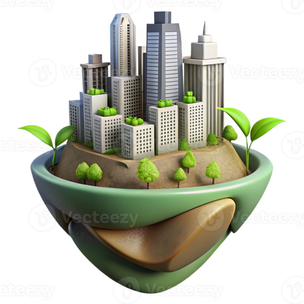 magnificent classic Self Growing City Bio Architecture Cutout Element high quality png