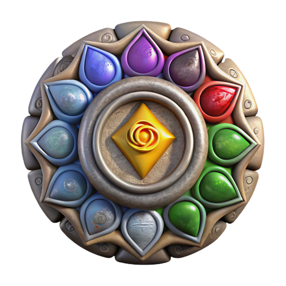 serene vintage Seven Chakras Symbols Isolated premium png