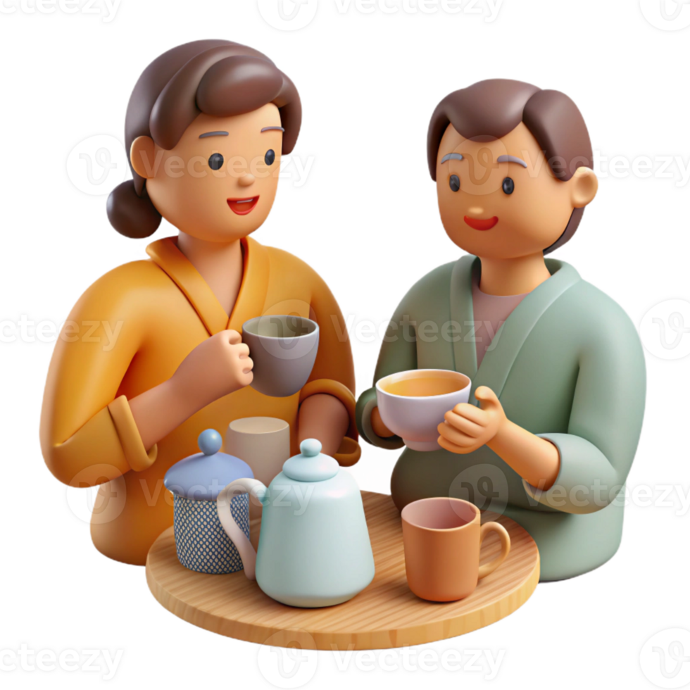 wonderful modern Sharing Life Lessons Over Tea Cutout detailed png