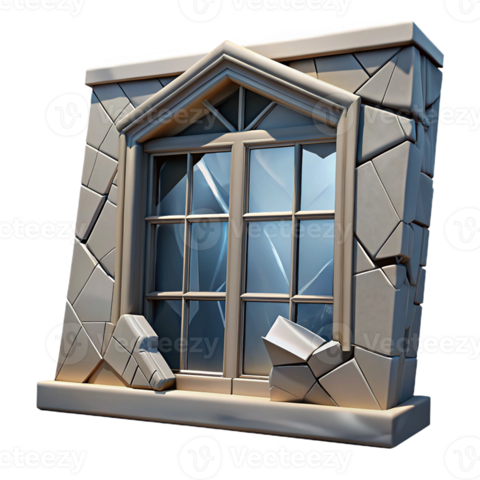 elegant minimalist Shattered Building Window Cutout professional png
