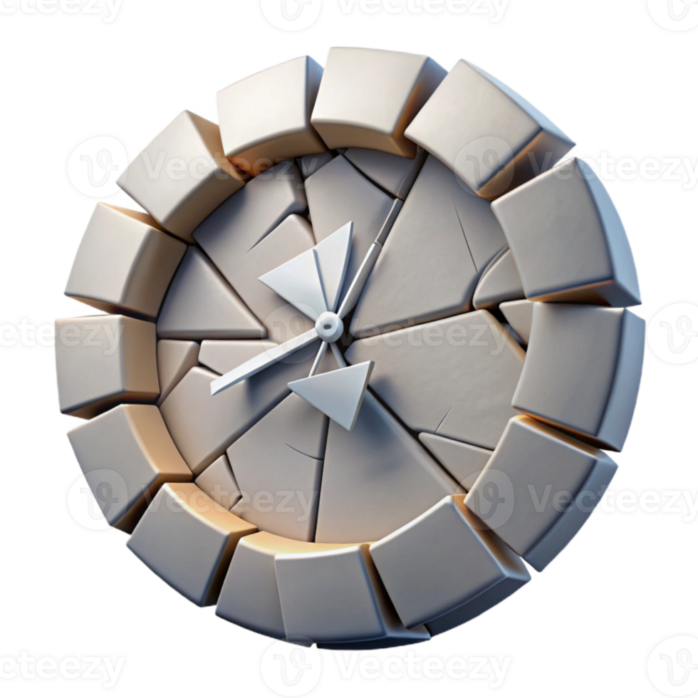 vibrant modern Shattered Clock Face Fragments Cutout Isolated png