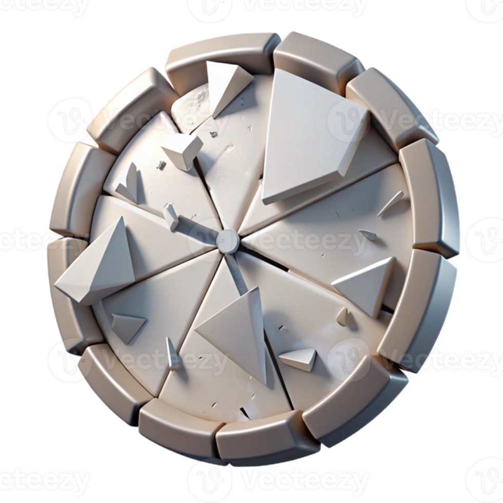 stunning classic Shattered Clock Face Scattered Pieces Isolated premium png
