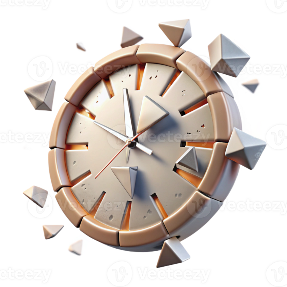 stunning vintage Shattered Clock Face Scattered Pieces Isolated genuine png