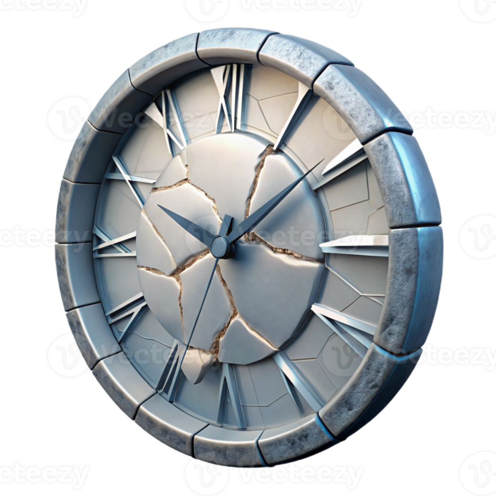 stunning vintage Shattered Clock Face Time Distortion Isolated high quality png