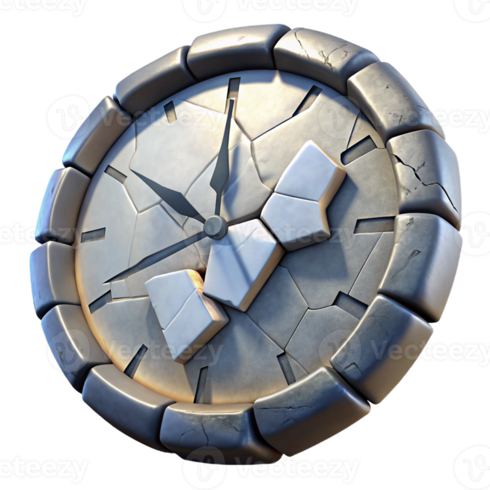 vibrant vintage Shattered Clock Face Time Distortion Isolated premium png