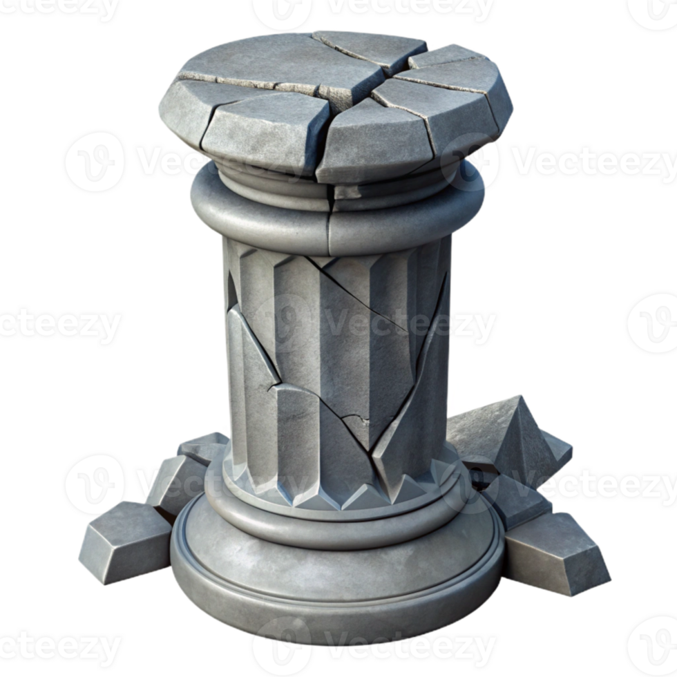 dramatic vintage Shattered Concrete Pillar Cutout genuine png