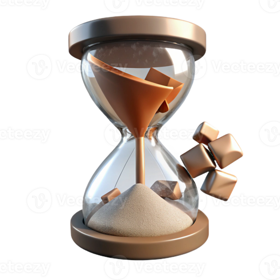dramatic creative Shattered Hourglass with Floating Sand Transparent Background high quality png