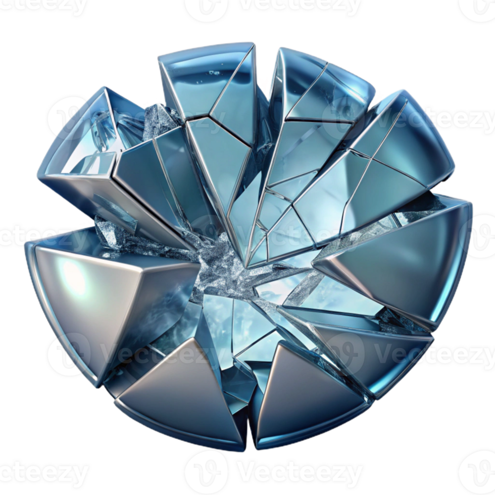 serene artistic Shattered Glass Representing Broken Reality Transparent Background high resolution png