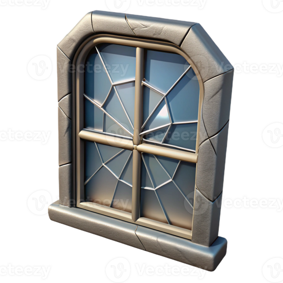 dramatic vintage Shattered Window Frame Cutout professional png