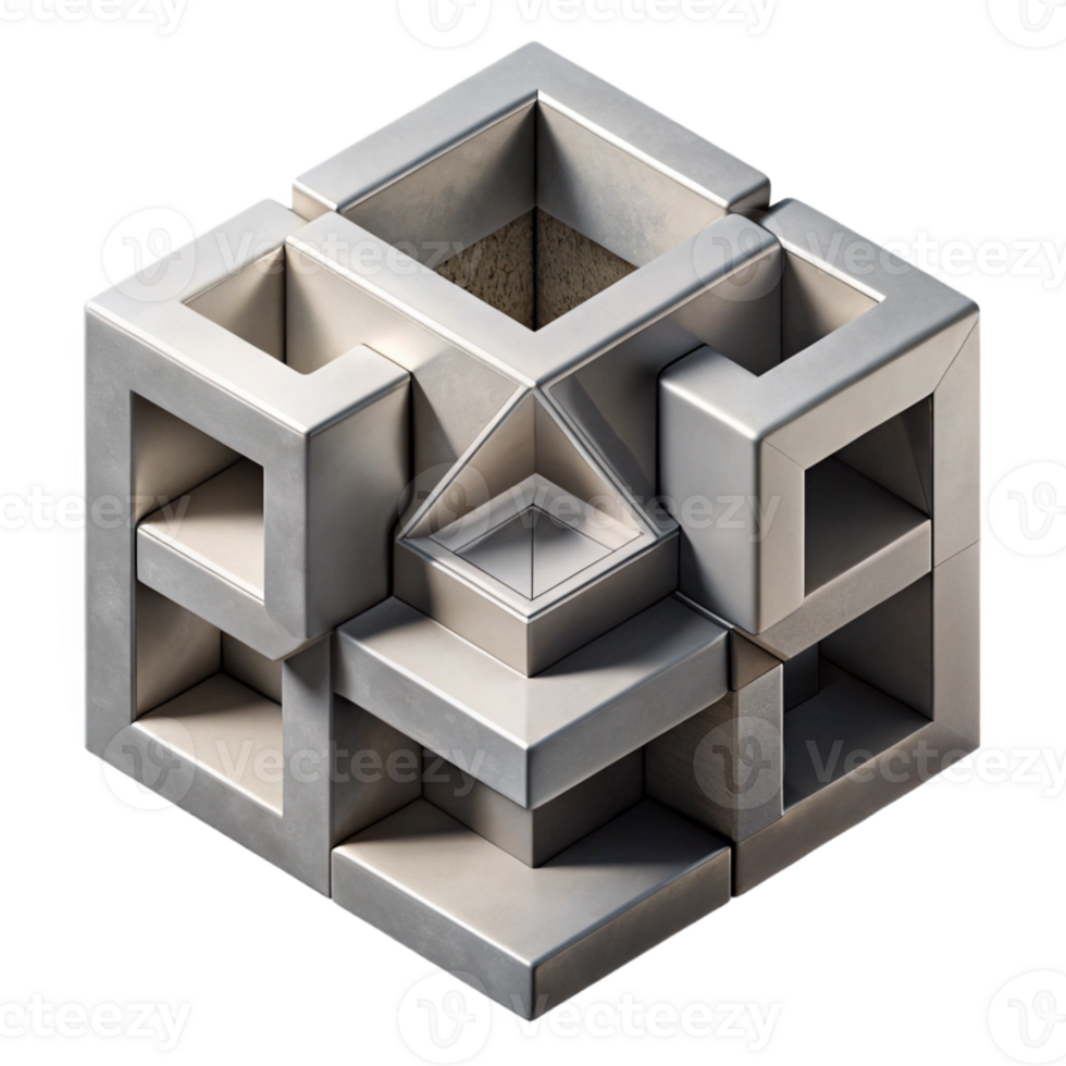elegant vintage Shifting Perspectives Cubist Design Cutout png