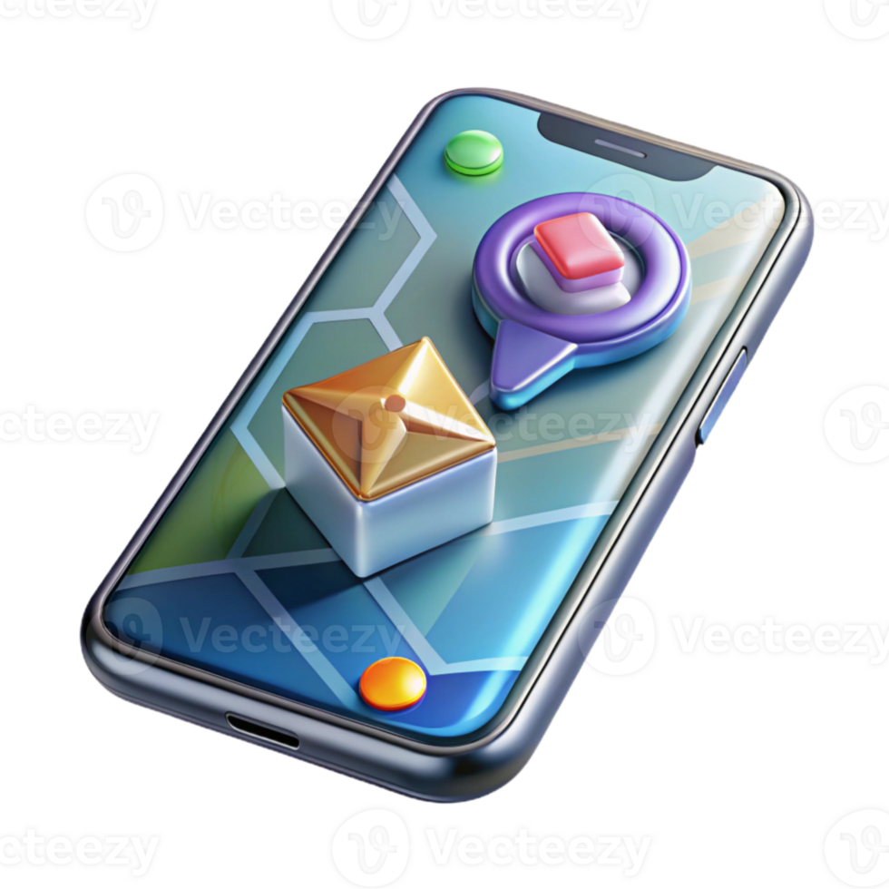 beautiful creative Shiny Smartphone with Ar App Interface Transparent Background genuine png