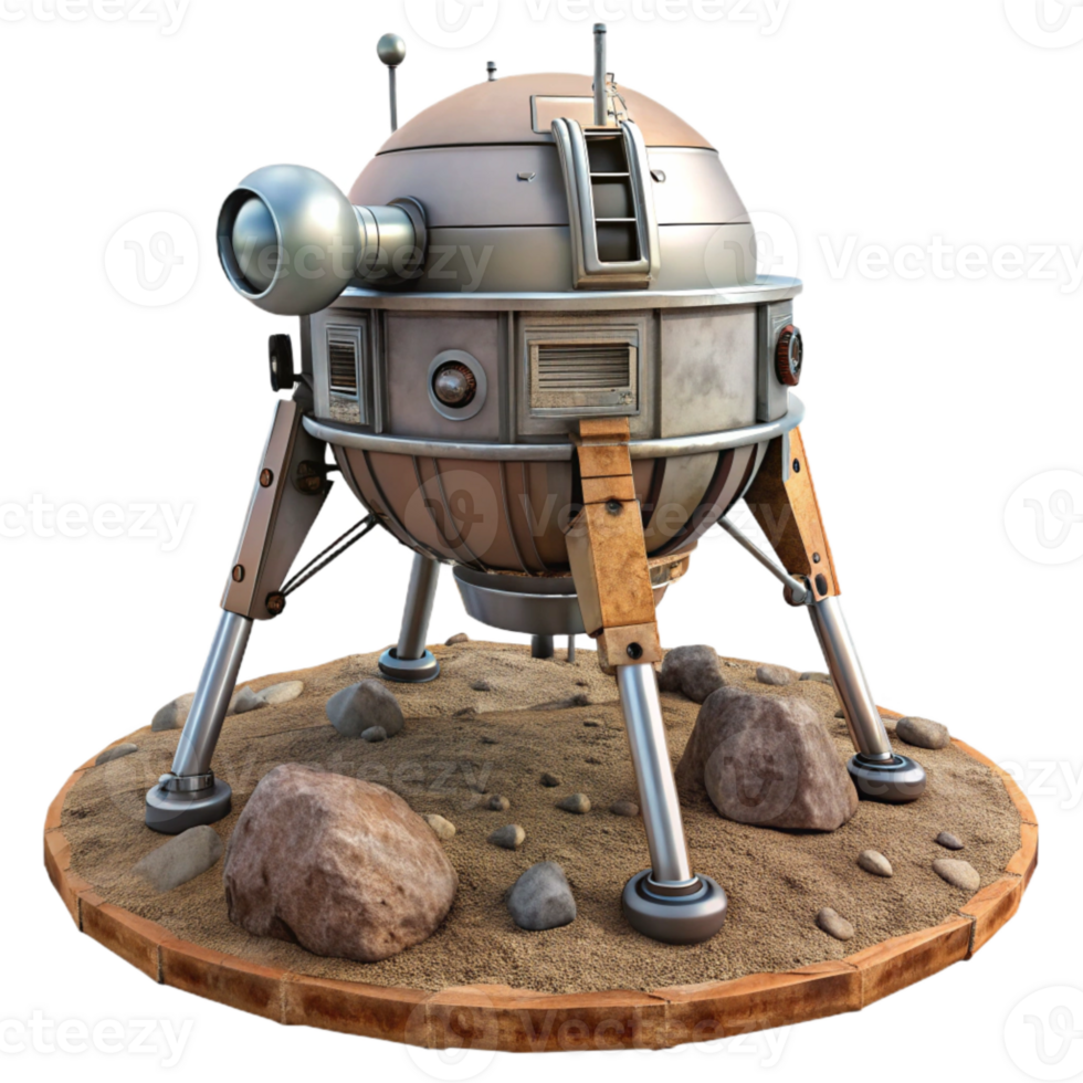 serene rustic Side View of Futuristic Terraforming Machine Cutout png