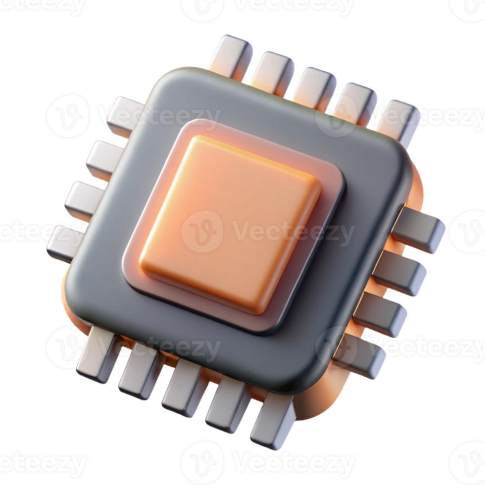 elegant abstract Side View of Microchip with Transparent Background high quality png