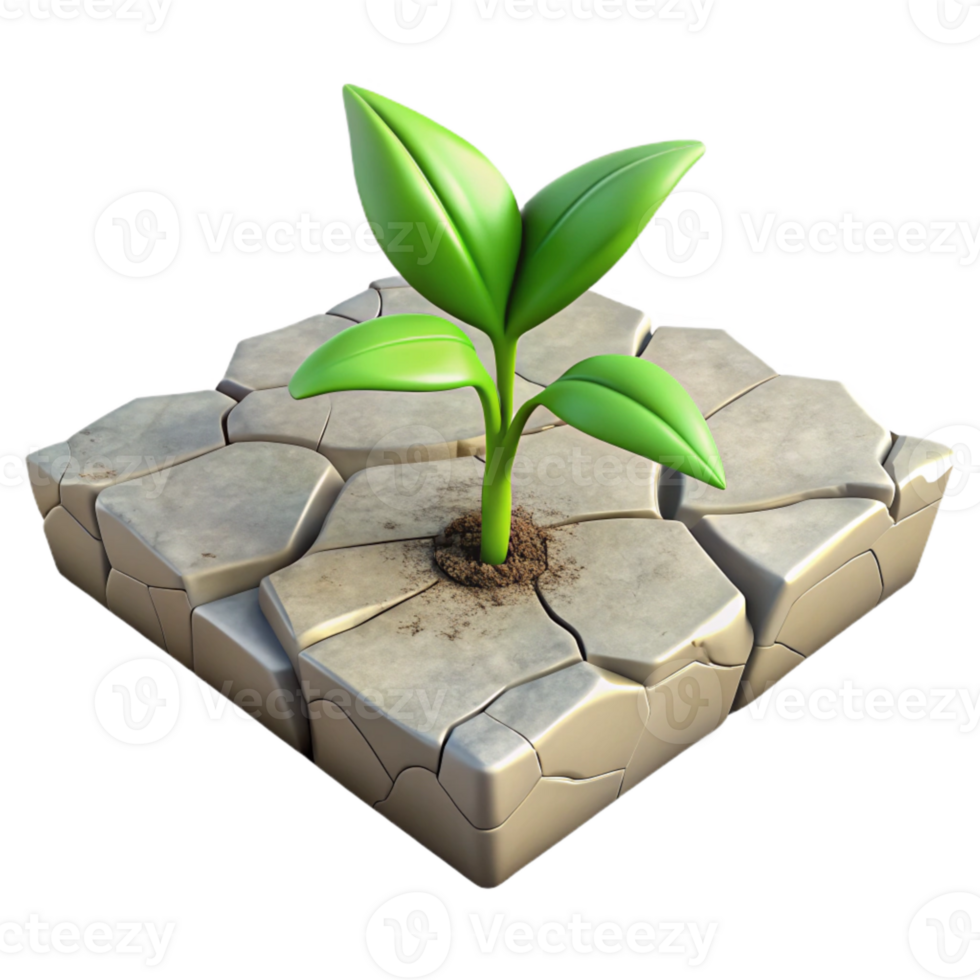 vibrant minimalist Sidewalk Crack with Emerging Plant Transparent Background authentic png