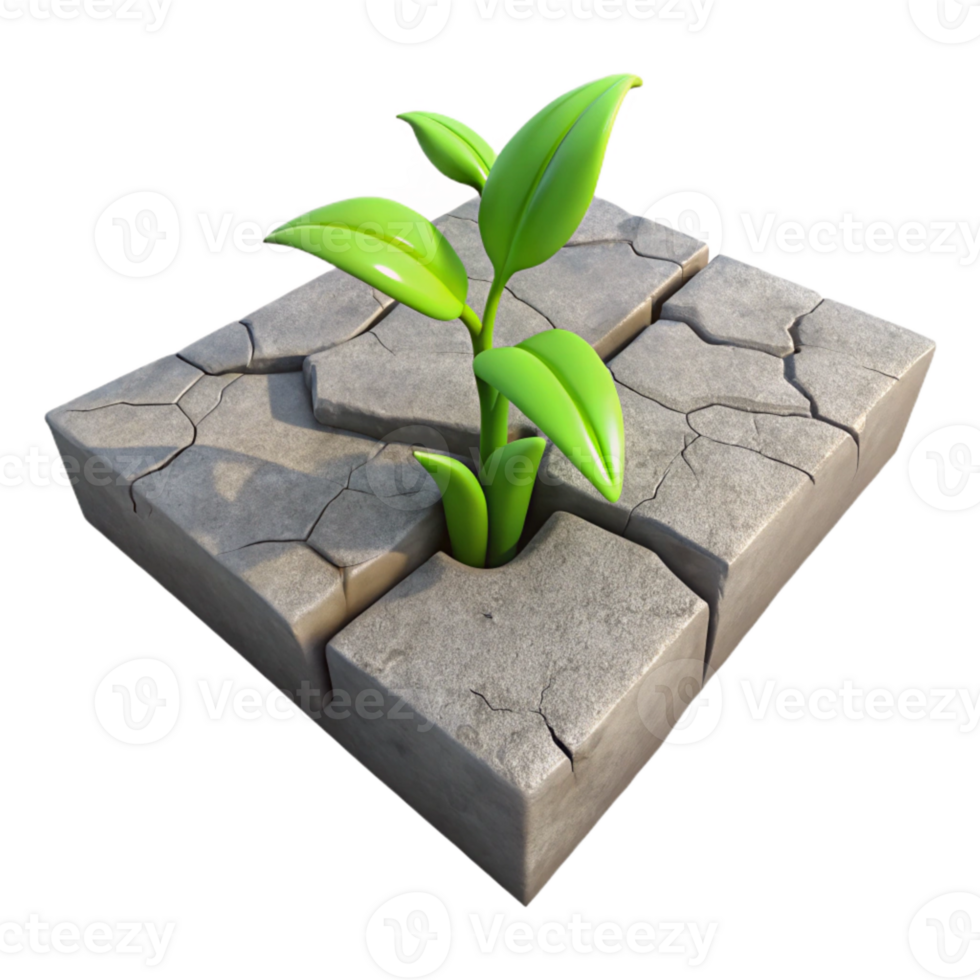 beautiful abstract Sidewalk Crack with Emerging Plant Transparent Background original png
