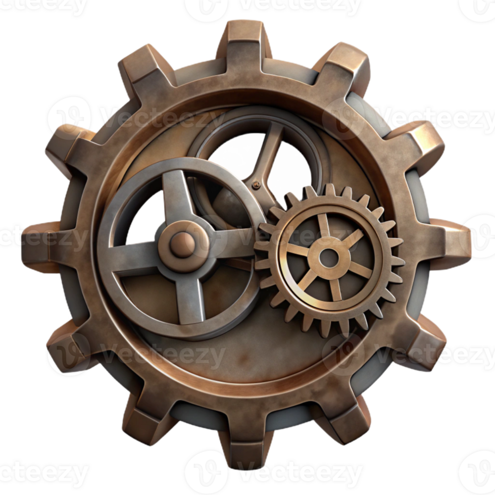 magnificent rustic Silhouette Clock Gears Steampunk Style Transparent Background high resolution png