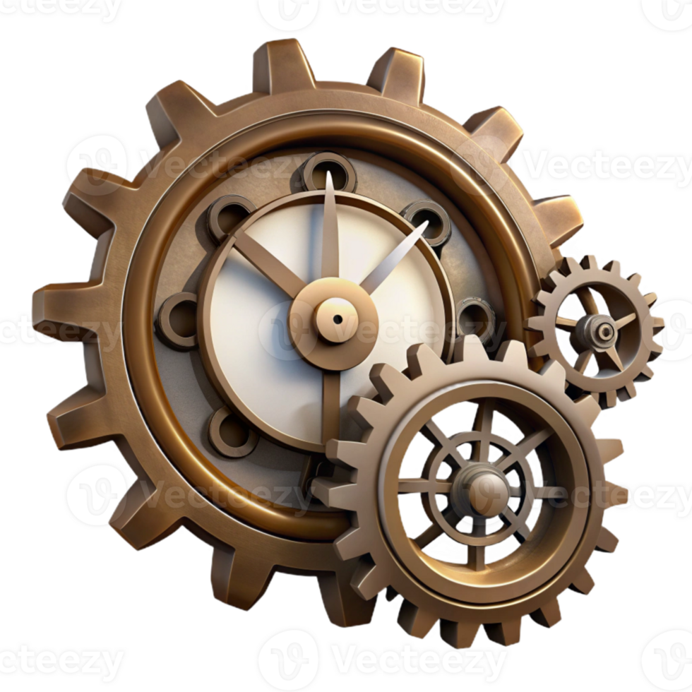 extraordinary abstract Silhouette Clock Gears Steampunk Style Transparent Background exclusive png