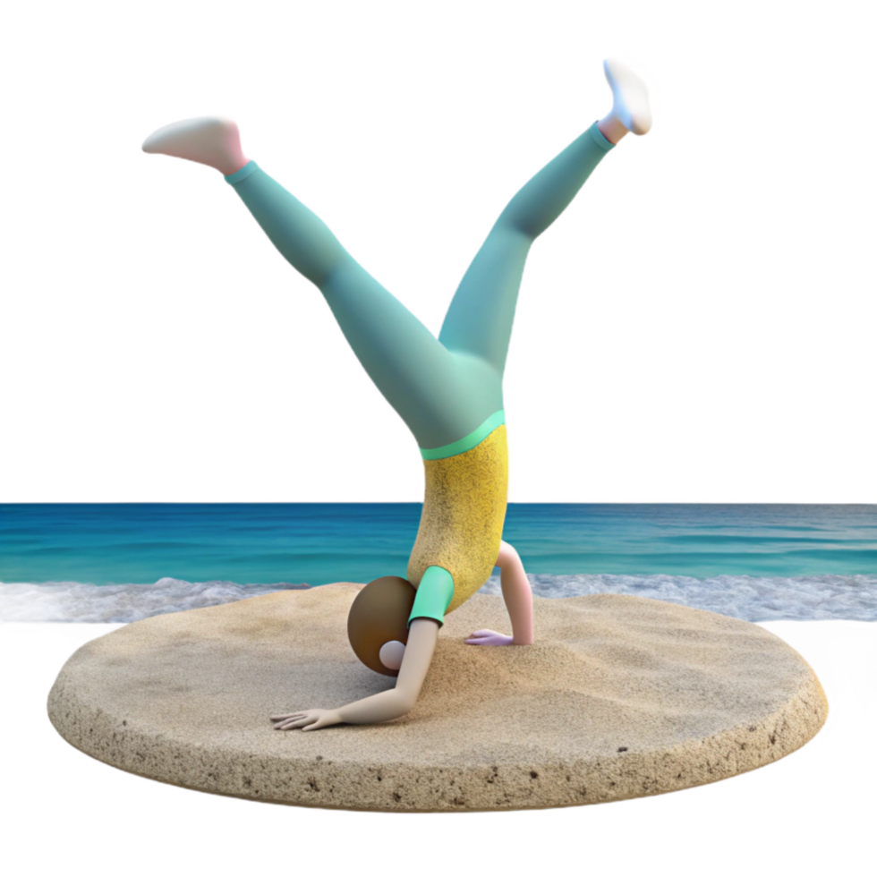 wonderful creative Silhouetted Person Doing Handstand on Beach Cutout high quality png