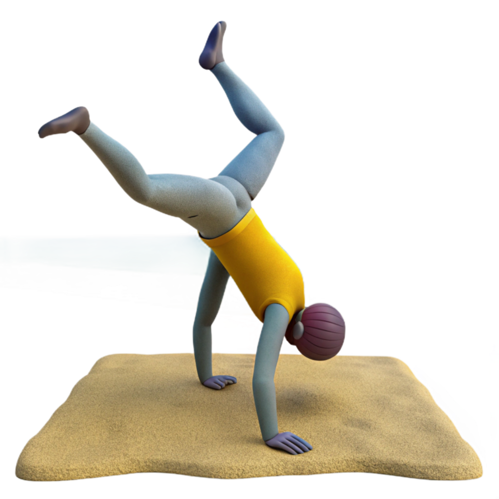 dramatic abstract Silhouetted Person Doing Handstand on Beach Cutout professional png