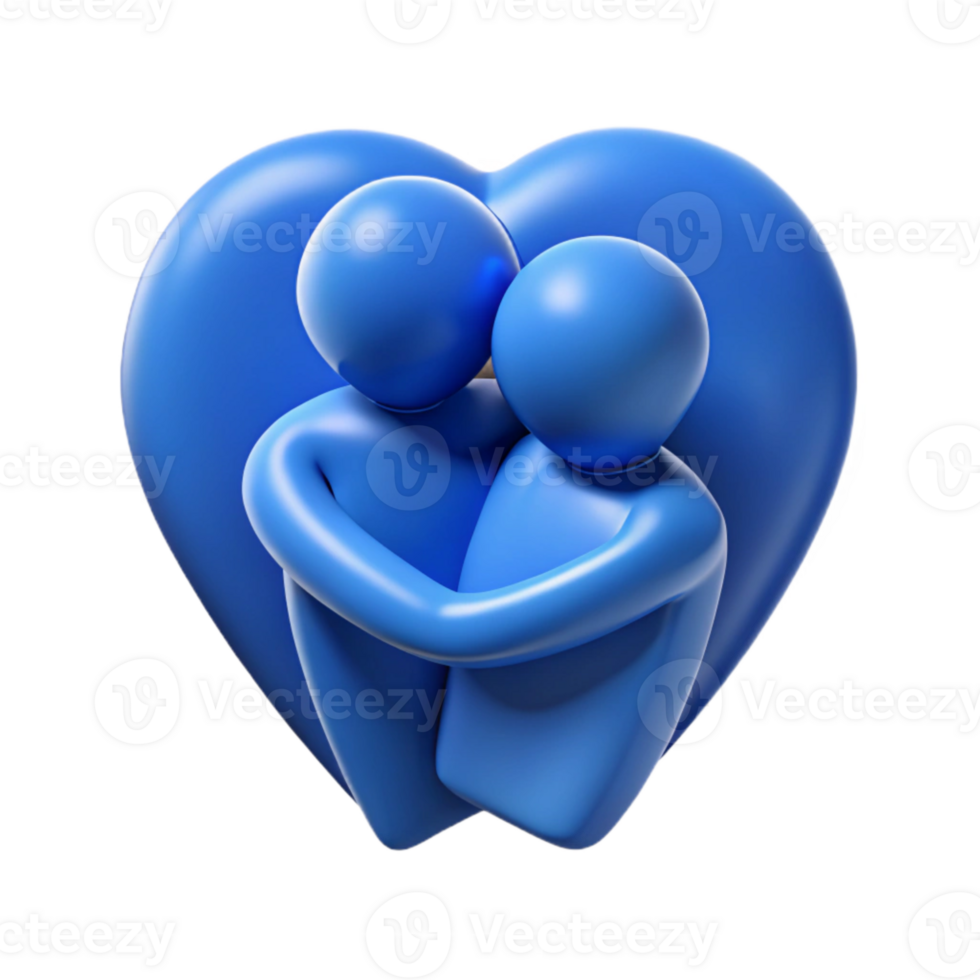 beautiful abstract Silhouette Embrace in Blue Tones Cutout Element authentic png