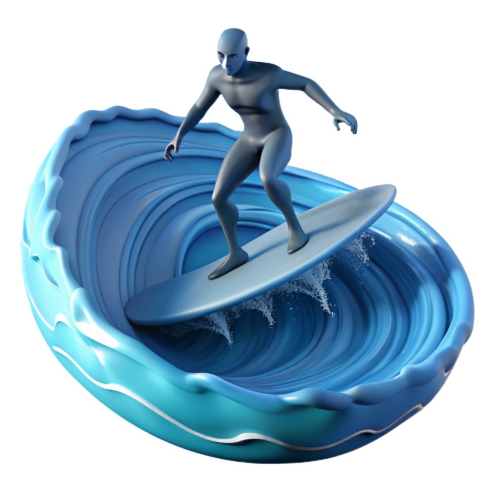 serene traditional Silhouetted Person Surfing Ocean Wave Cutout exclusive png