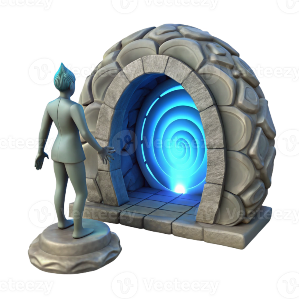 vibrant traditional Silhouette Emerging From Time Portal authentic png