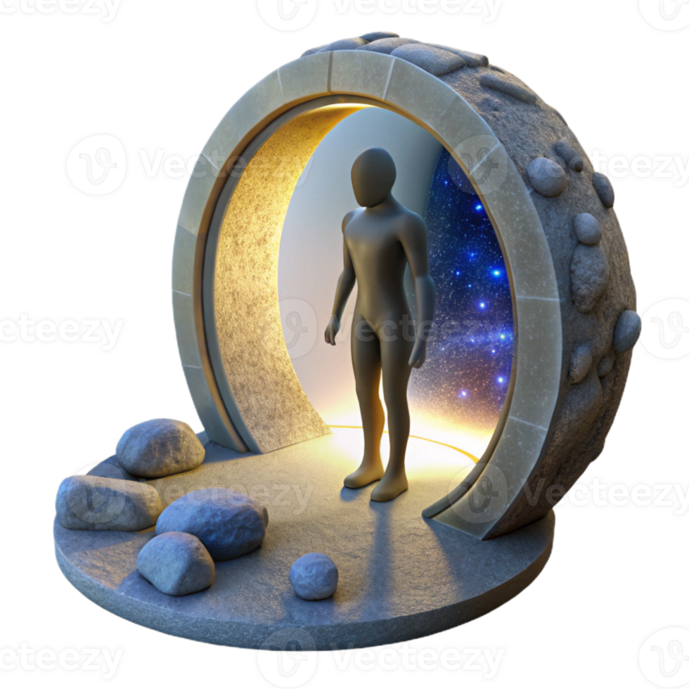 extraordinary abstract Silhouette Emerging From Time Portal authentic png