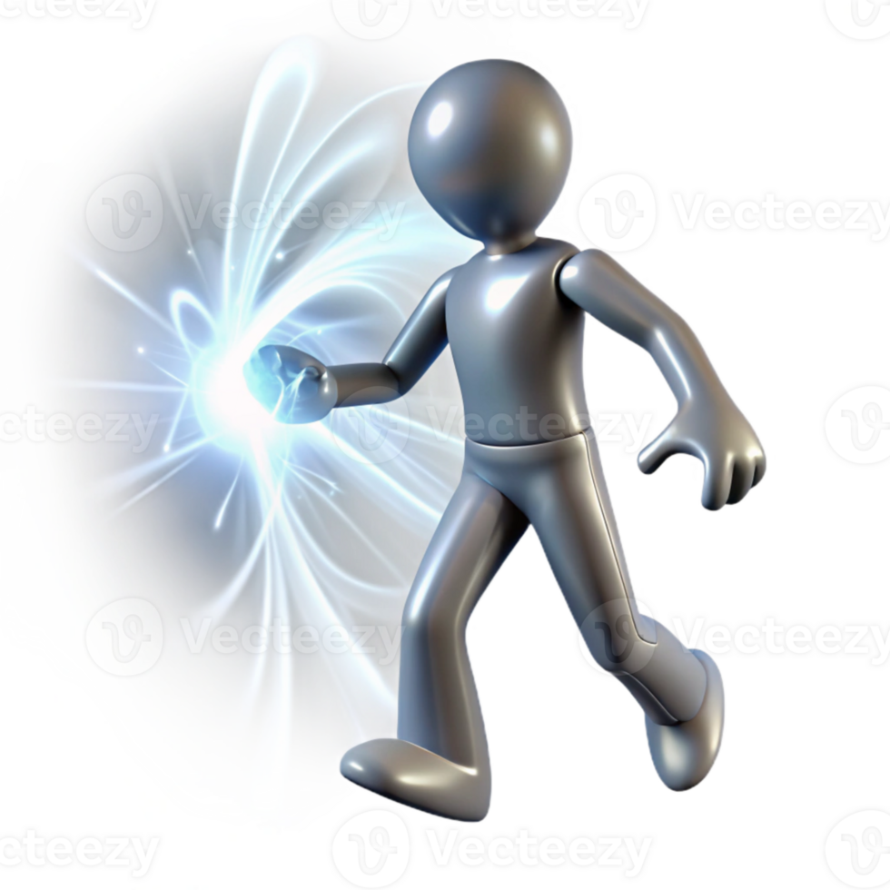serene modern Silhouette Figure Teleporting Away White Energy Isolated high resolution png