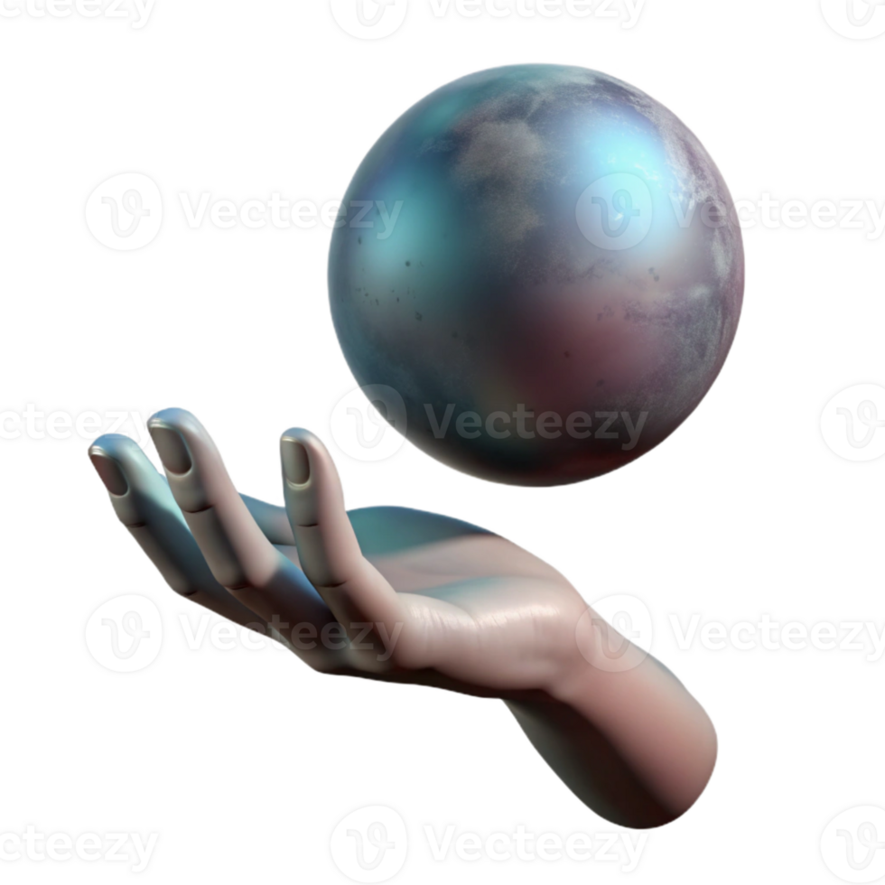 elegant vintage Silhouette Hand Reaching for Floating Sphere Transparent detailed png