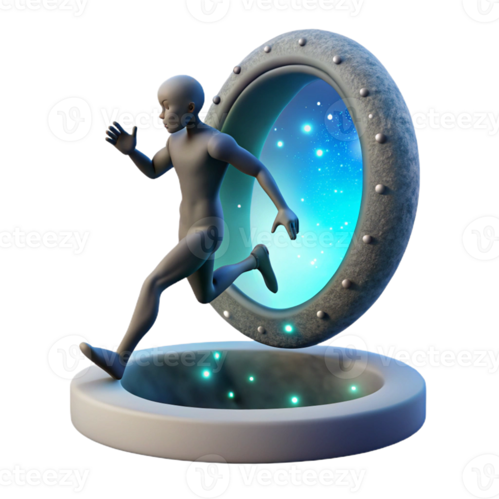 dramatic rustic Silhouette Jumping Through Time Portal high resolution png