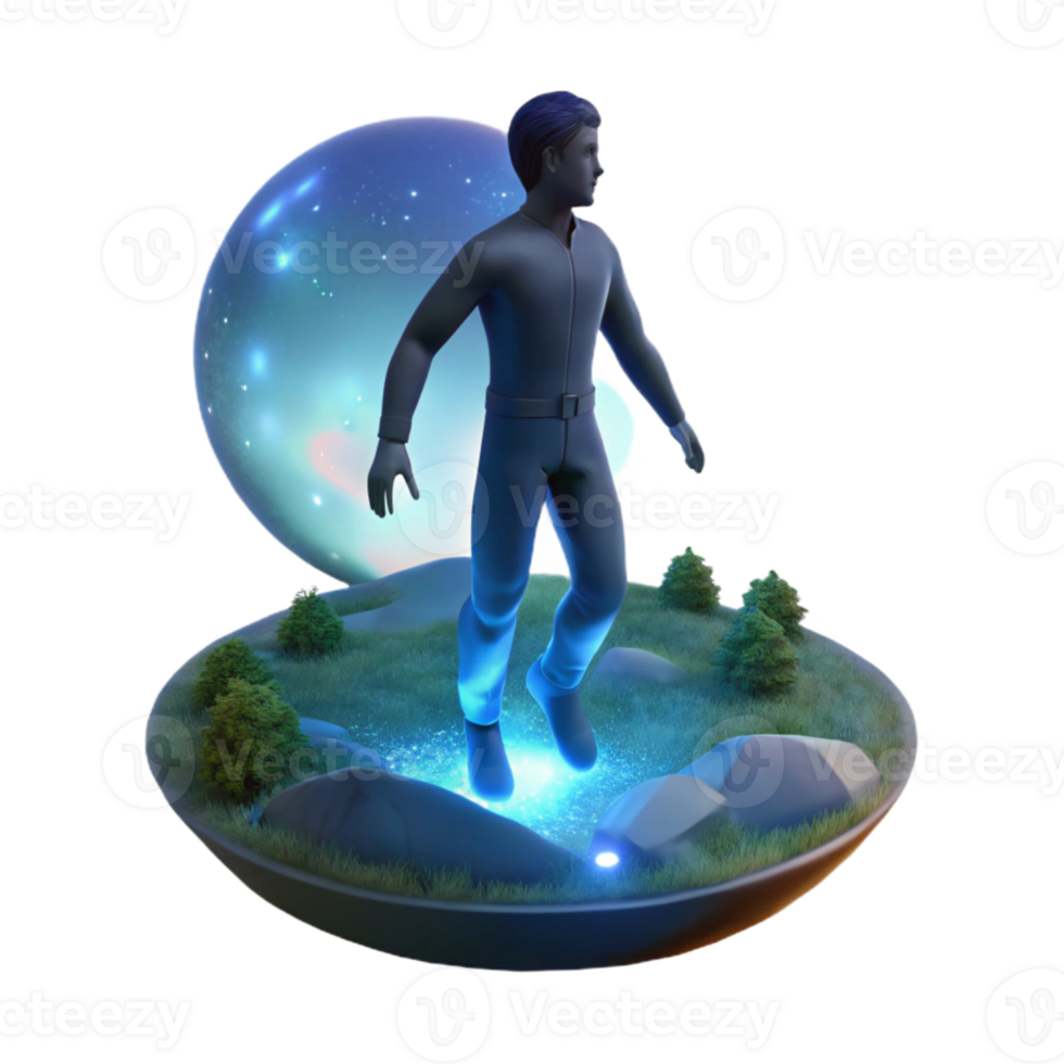 wonderful contemporary Silhouette Man Teleporting Night Scene Transparent Background detailed png