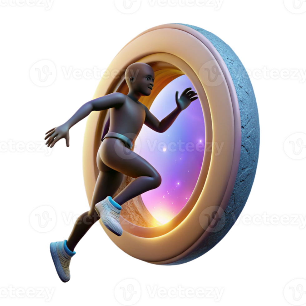 serene artistic Silhouette Jumping Through Time Portal high quality png