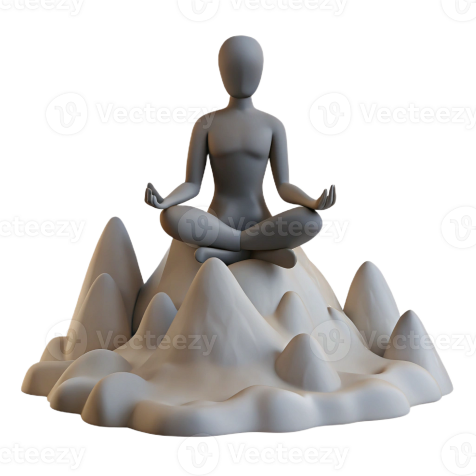 elegant creative Silhouette of Person Meditating on Mountaintop Cutout high resolution png