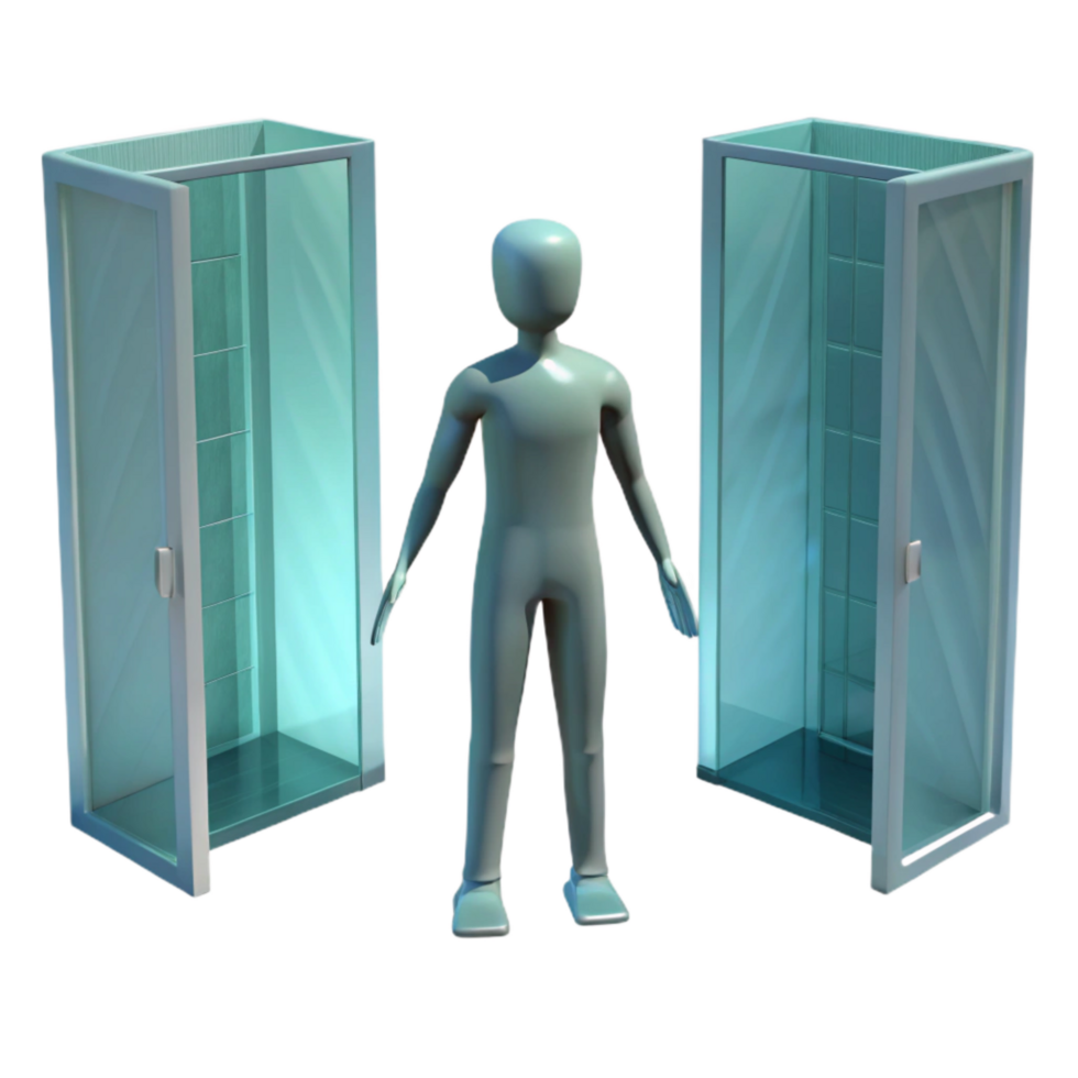 magnificent artistic Silhouette Standing Between Two Doors Transparent Background detailed png