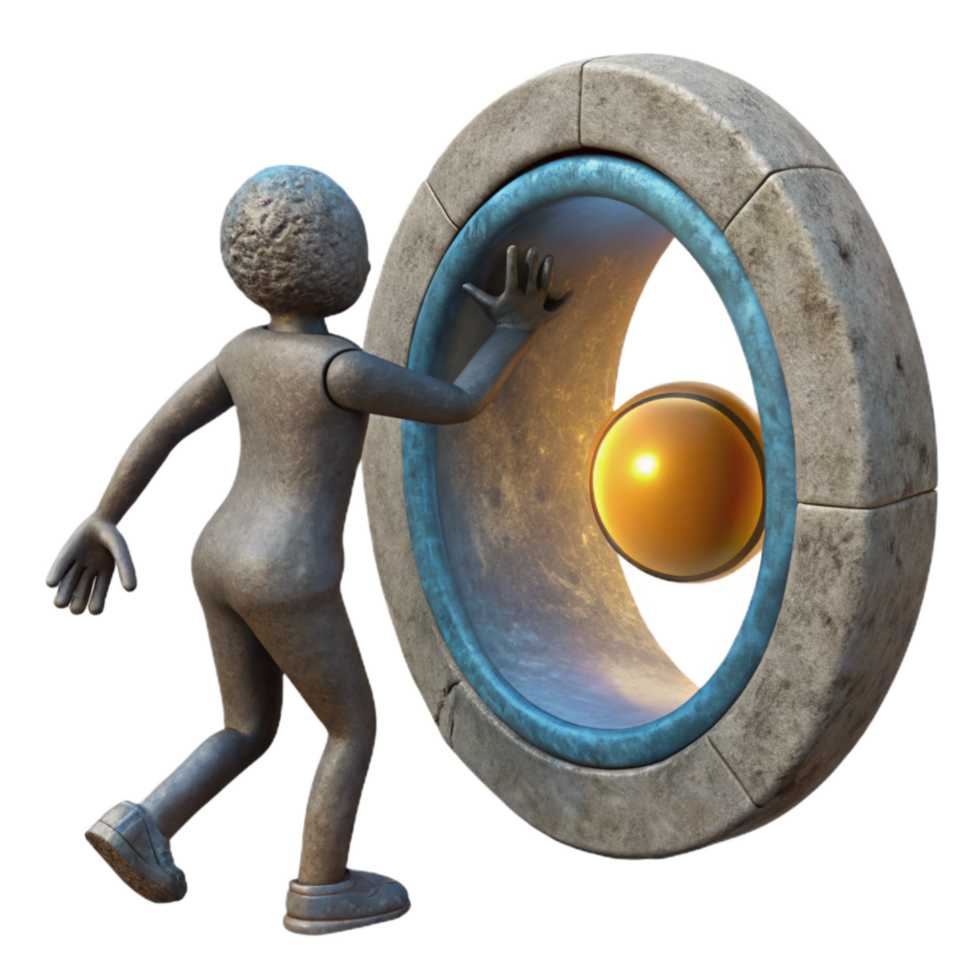 wonderful modern Silhouette Reaching for Time Portal Isolated png