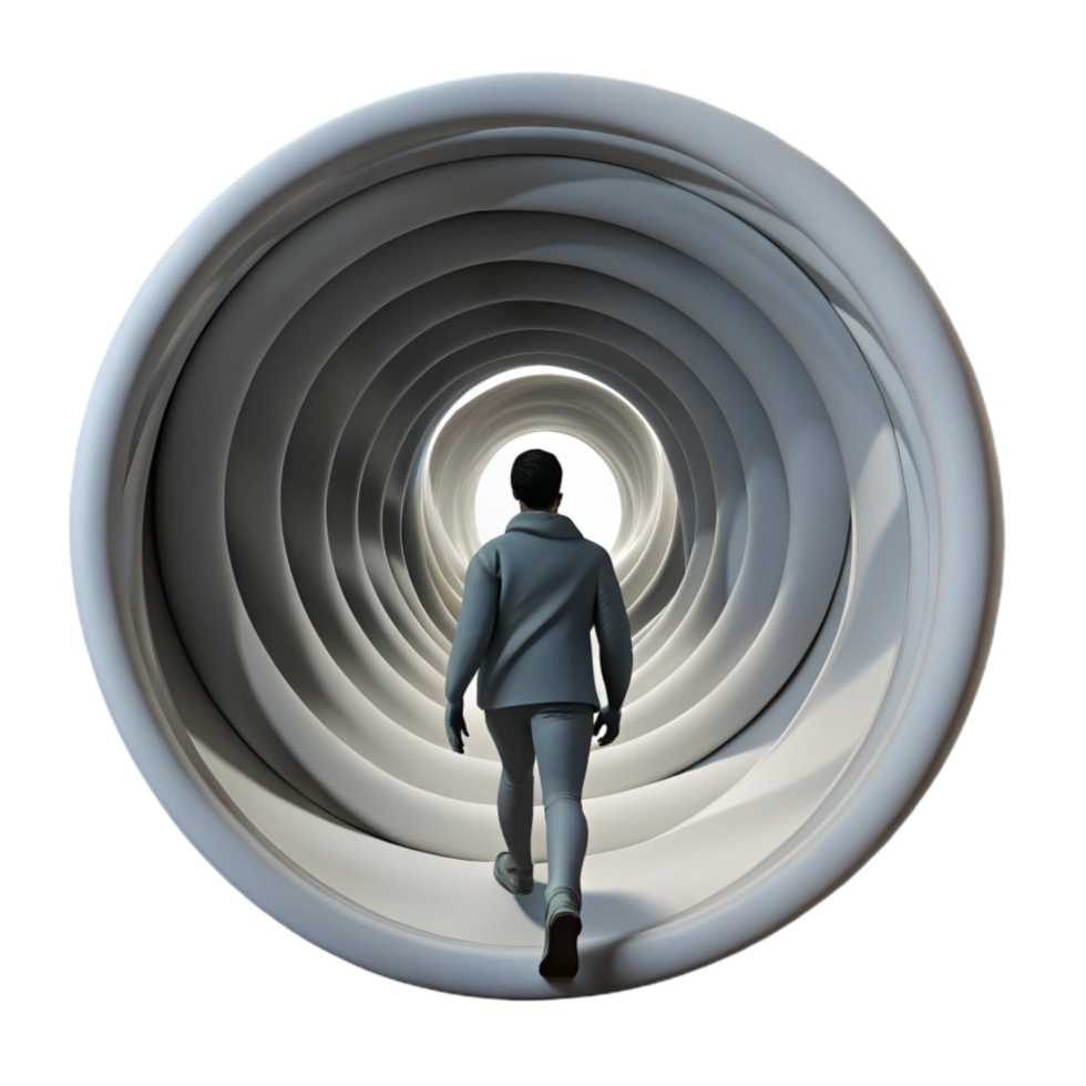 extraordinary creative Silhouette Walking Through Time Portal premium png