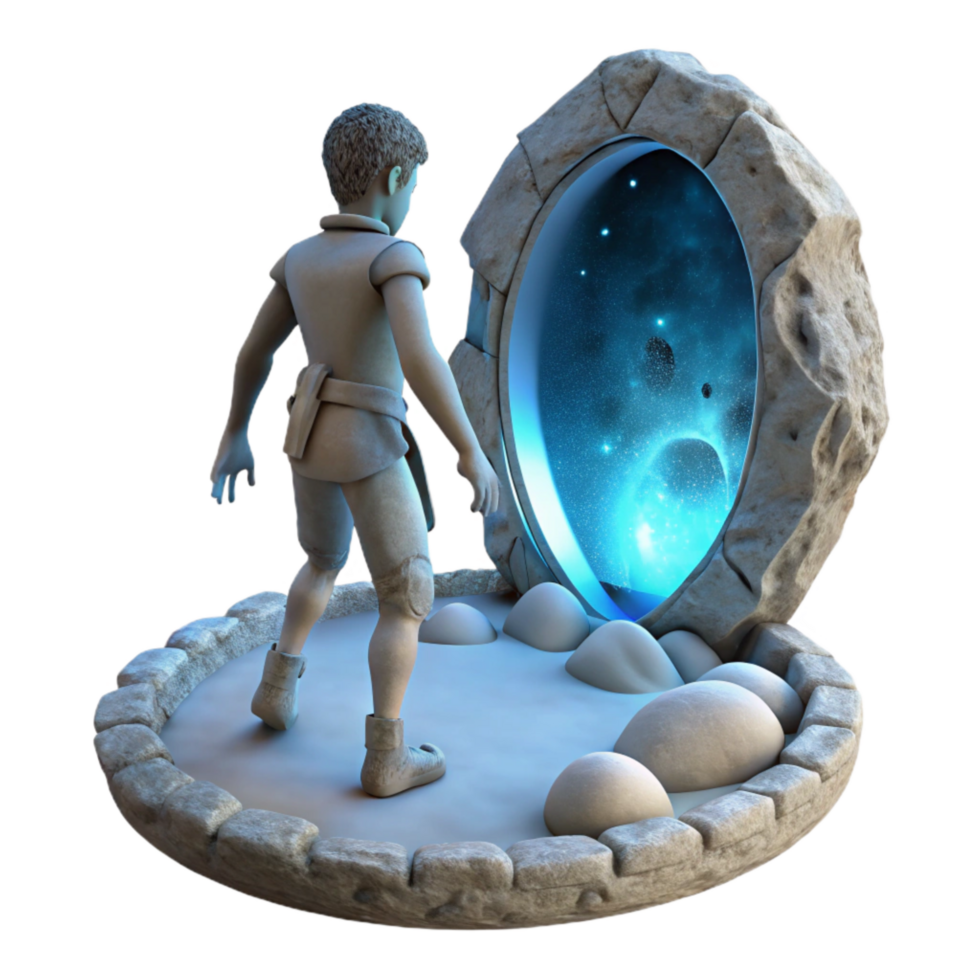 dramatic classic Silhouette Walking Through Time Portal high resolution png