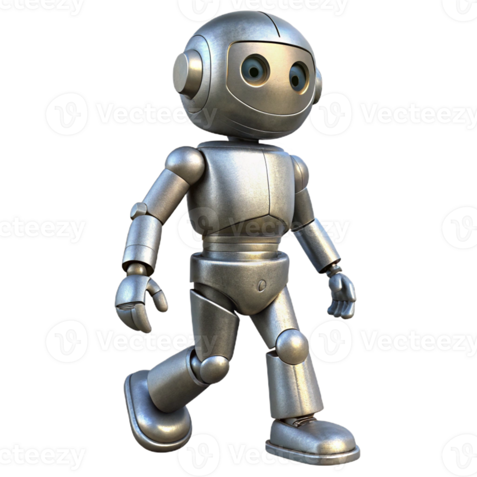 wonderful traditional Silver Robot Walking Forward Isolated png