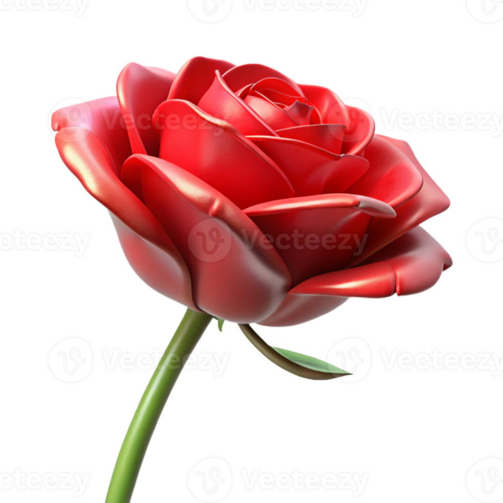 impressive minimalist Single Red Rose Levitating Stem Down Transparent Background high quality png
