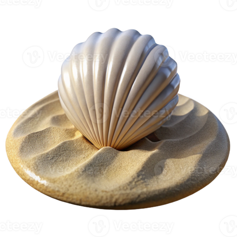 elegant artistic Single Seashell on Sand Transparent Background high quality png