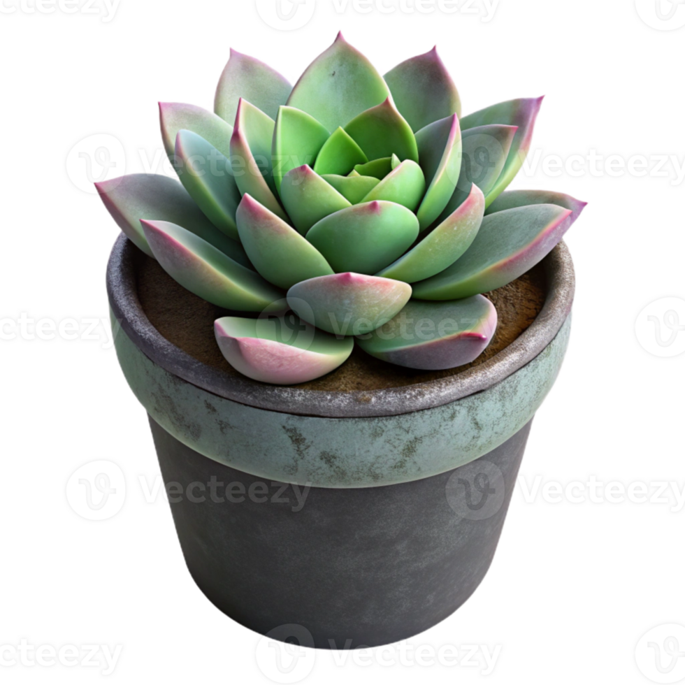 stunning artistic Single Succulent in Black Pot Cutout professional png