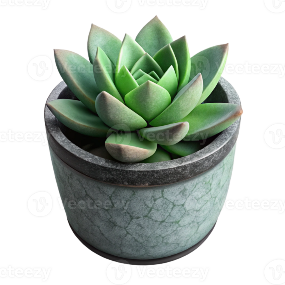 elegant classic Single Succulent in Black Pot Cutout authentic png