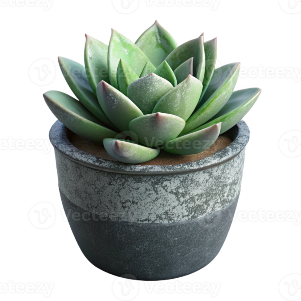 vibrant classic Single Succulent in Black Pot Cutout authentic png