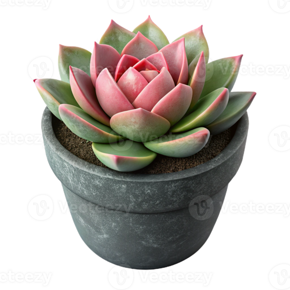 stunning abstract Single Succulent in Black Pot Cutout original png
