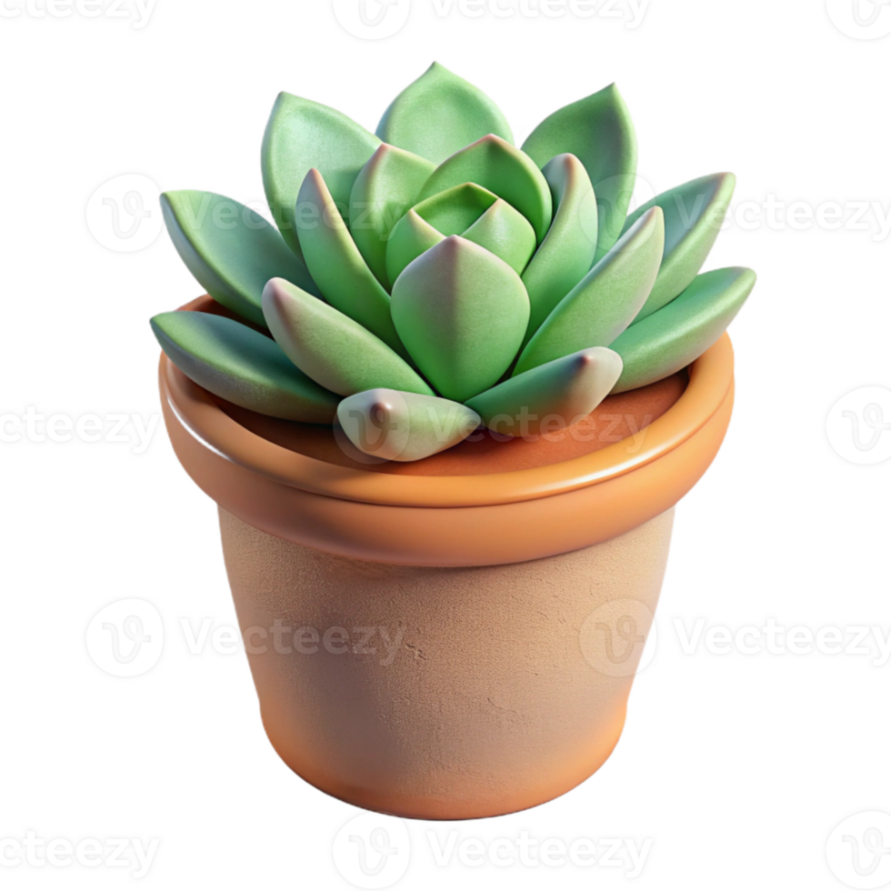 dramatic artistic Single Succulent in Terracotta Pot Cutout premium png